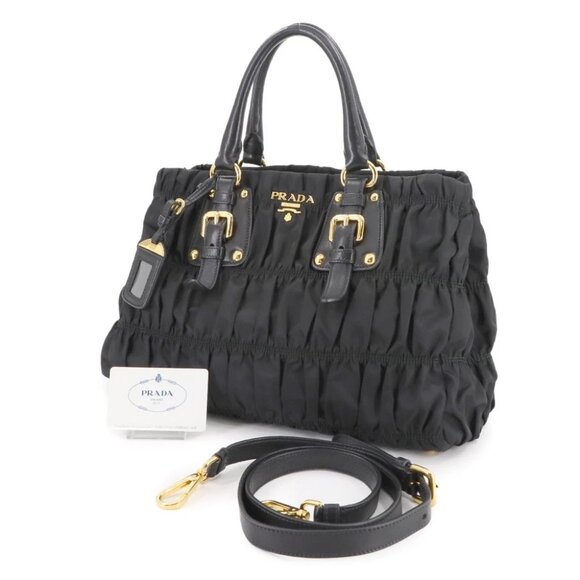 PRADA 2way Hand Shoulder Bag Nylon Leather Nero Black BN2346 Purse 90285405 - Picture 1 of 11